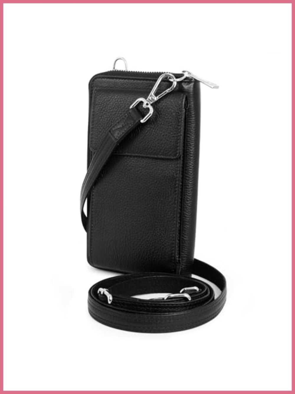 Anti-Theft Crossbody Phone Wallet Top Grain Leather RFID 12 Card Slots